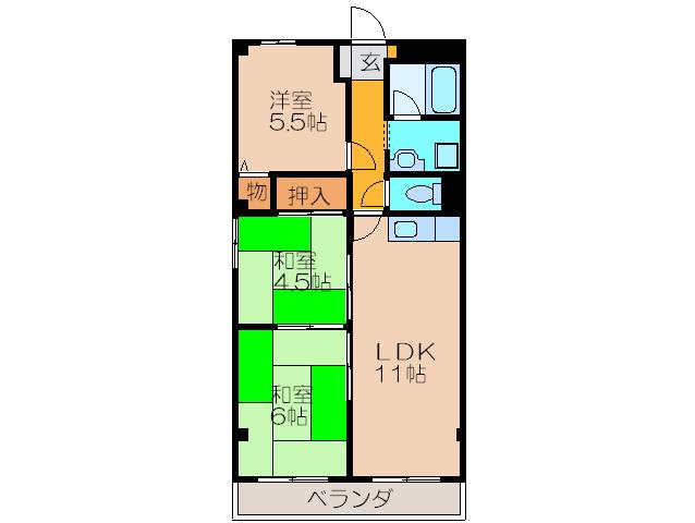 ロビン平野(3LDK/2階)の間取り写真