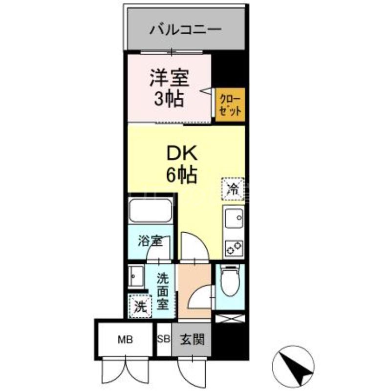ゲートレジデンス鶴見(1DK/3階)の間取り写真
