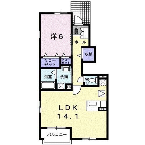 パークサイドさくら(1LDK/1階)の間取り写真