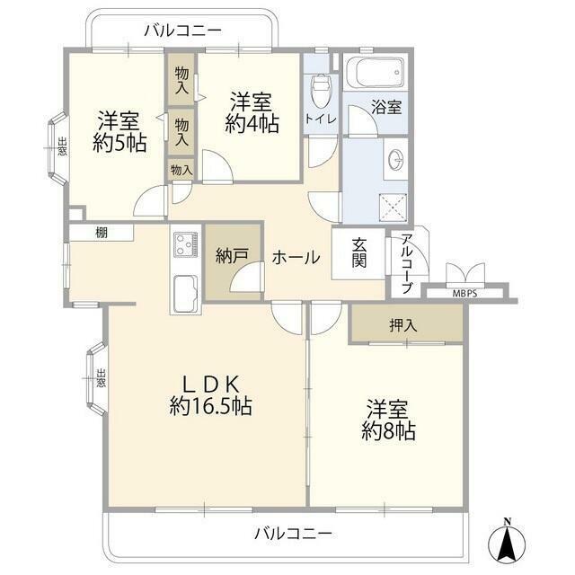 さがみ野さくら1号棟(3LDK/5階)の間取り写真