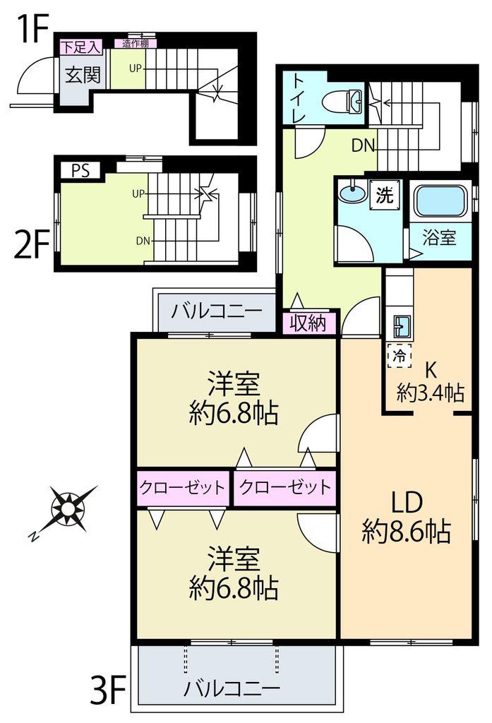 III.T.M.YOTSUYA(2LDK/3階)の間取り写真