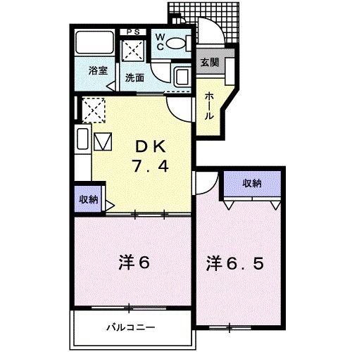 グラベール II(2DK/1階)の間取り写真