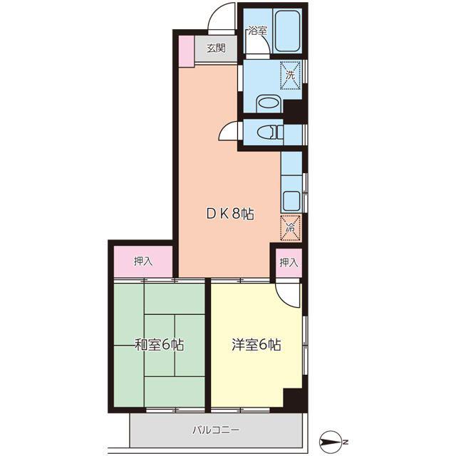 シャルマンクロワール(2DK/5階)の間取り写真