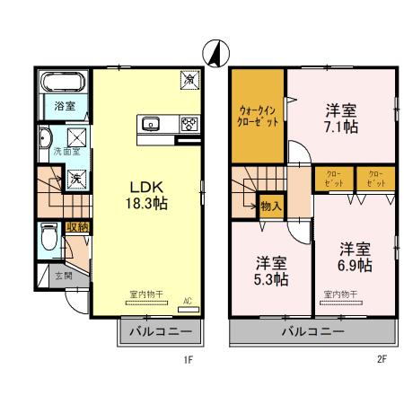 アビタシオンJIN(3LDK/1階)の間取り写真
