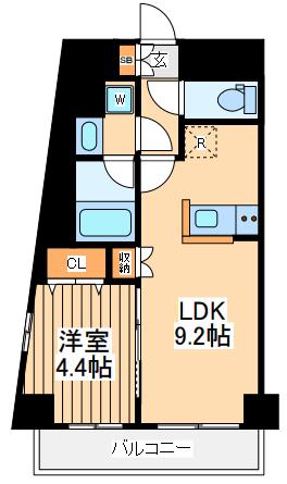 ルフレ グランデ府中(1LDK/4階)の間取り写真