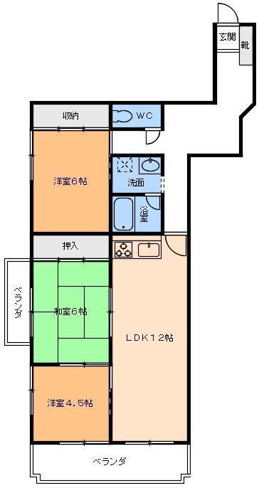 ロイヤルヴィラ(3LDK/2階)の間取り写真