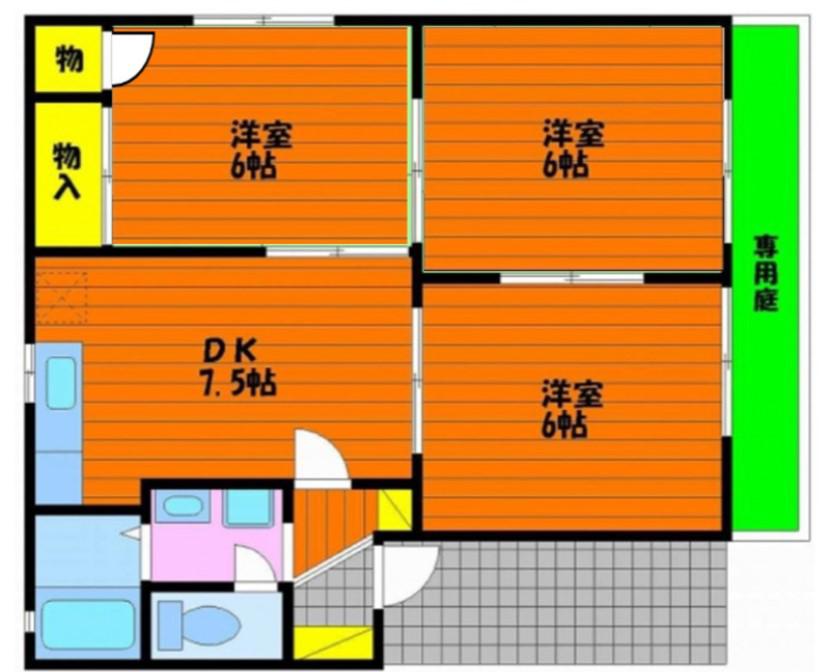 ディアスフィールドC(3DK/2階)の間取り写真