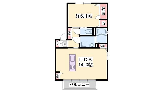 アイクスコートH(1LDK/1階)の間取り写真