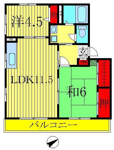 ファミール(2LDK/2階)の間取り写真