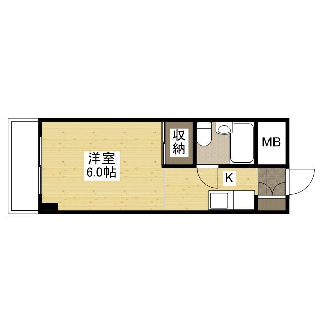 ＪＲ山陽本線 東福山駅 徒歩4分 8階建 築35年(1K/7階)の間取り写真