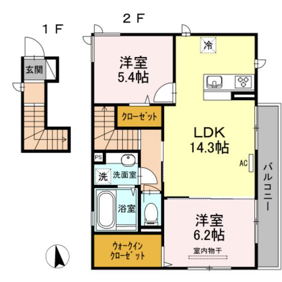 メゾンカメリア(2LDK/2階)の間取り写真
