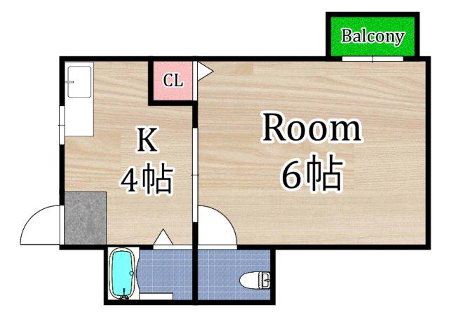 京橋クイーンハイツ(1K/5階)の間取り写真