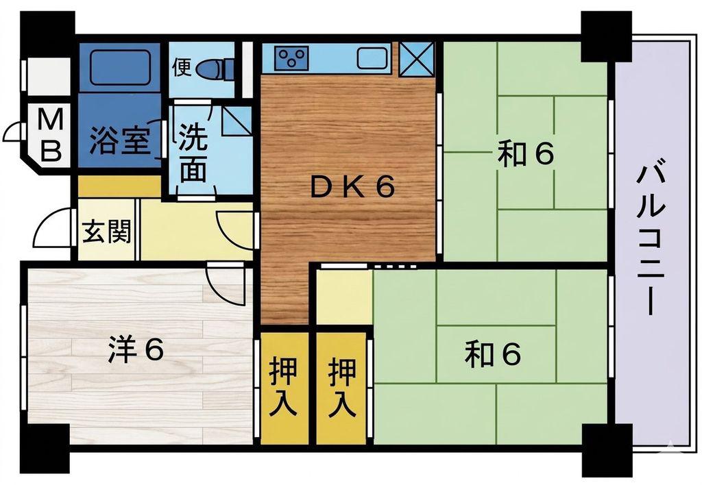 グルーリャ大和(3DK/5階)の間取り写真