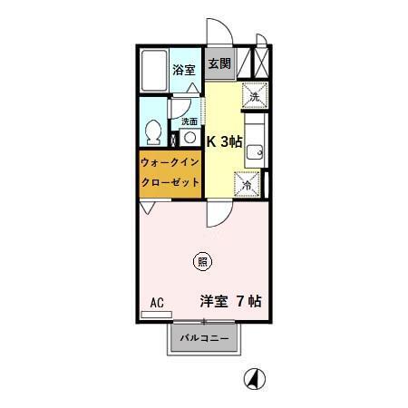 ファミーユマキ(1K/2階)の間取り写真