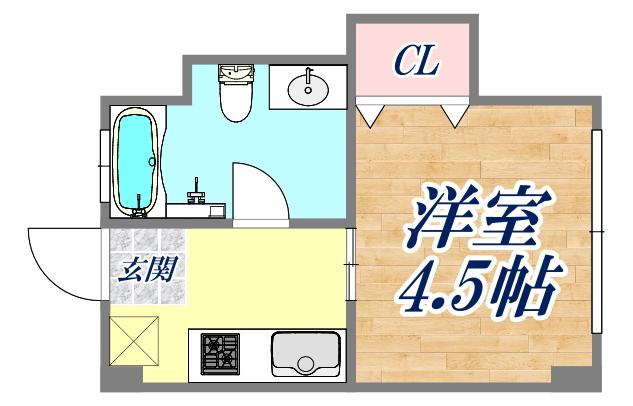良本三川口マンション(1K/5階)の間取り写真