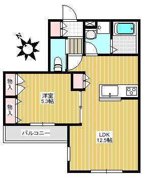 スカイラークシャトー(1LDK/2階)の間取り写真