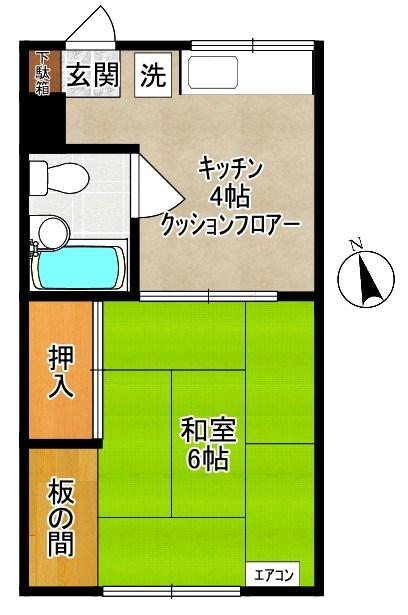 シャトー大貫(1K/2階)の間取り写真