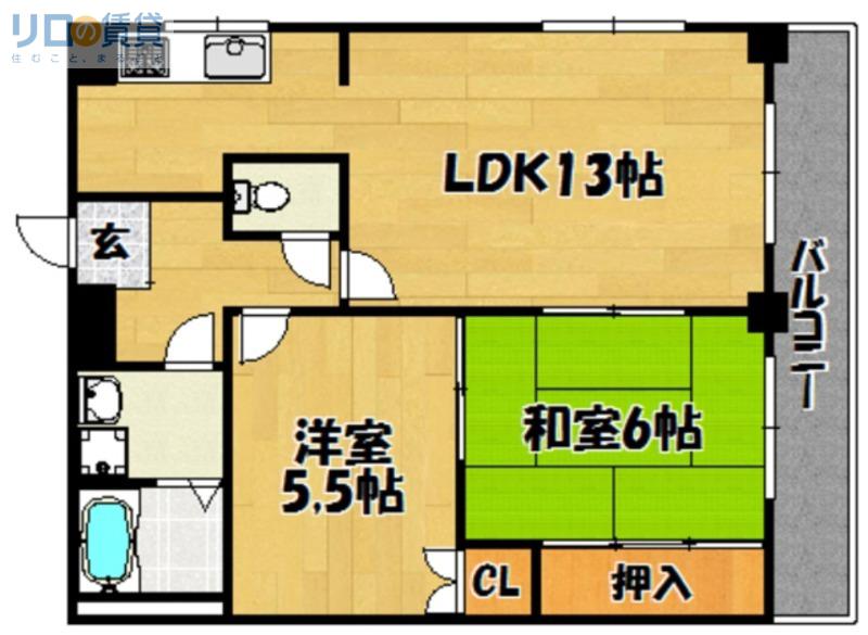 はなみずきグランドメゾン(2LDK/4階)の間取り写真