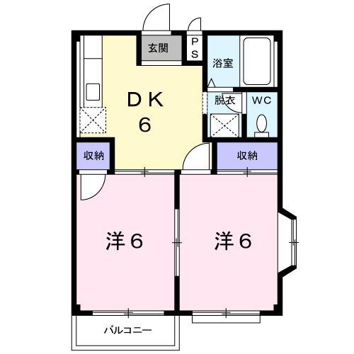 エルディム宇梶A(2DK/1階)の間取り写真