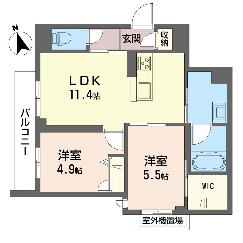 ブリランテ本八幡(2LDK/2階)の間取り写真
