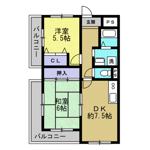 翔開マンションI(2DK/3階)の間取り写真