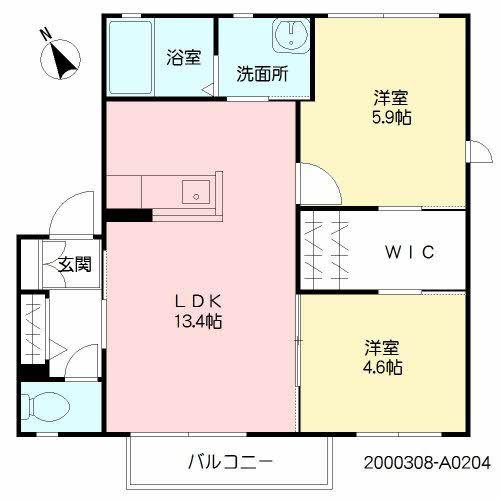 メゾン蛍ヶ丘 D棟(2LDK/2階)の間取り写真