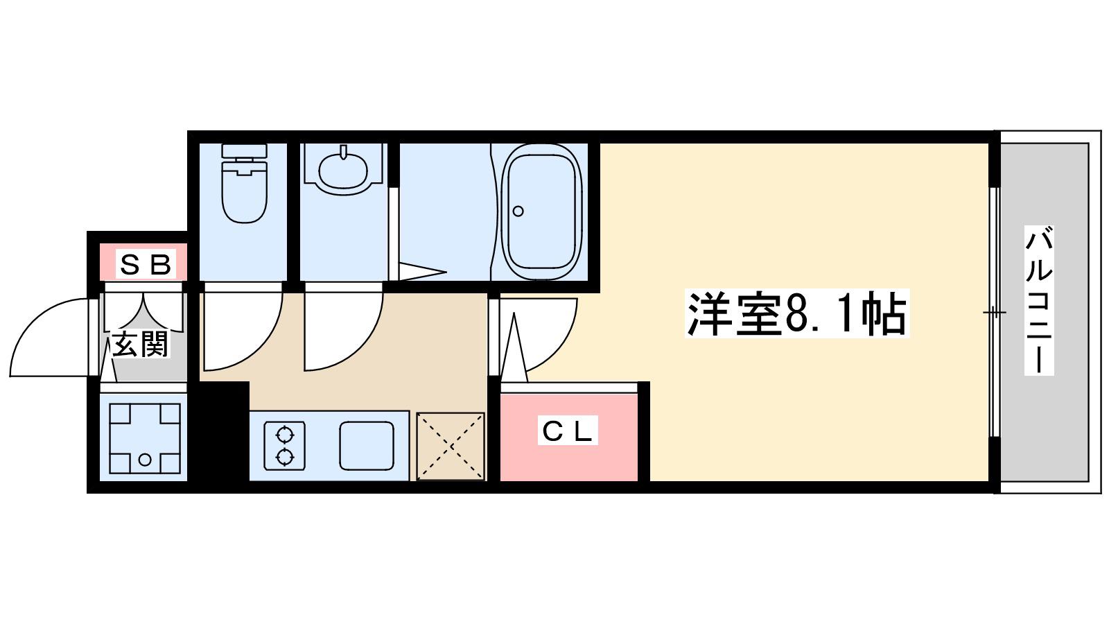 メインステージ大阪ノースゲートⅠ(1K/5階)の間取り写真