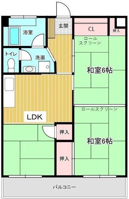 リリーフ長丘(2LDK/4階)の間取り写真