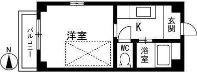 ビバリーハウス西新B(ワンルーム/2階)の間取り写真