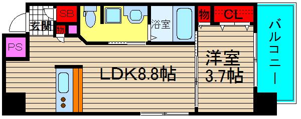 アバンティ南堀江ウエスト(1LDK/7階)の間取り写真