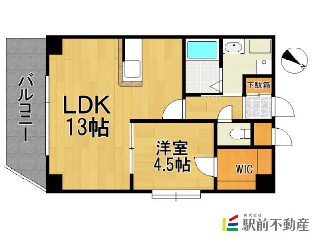 KDXレジデンス天神東II(1LDK/4階)の間取り写真
