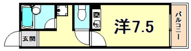 ＪＲ東海道本線 西宮駅(ＪＲ) 徒歩6分 3階建 築35年(ワンルーム/1階)の間取り写真