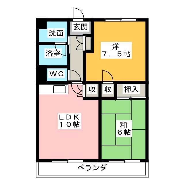 トップアイルII(2LDK/1階)の間取り写真