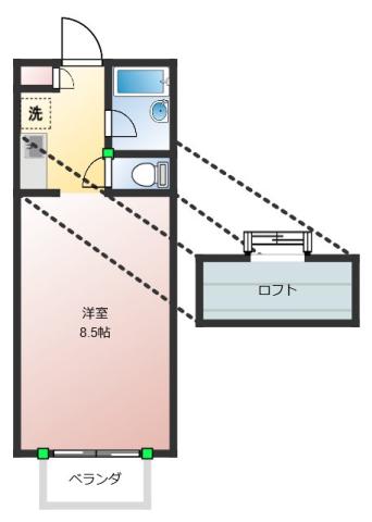 グランド・トライン2号館(1K/2階)の間取り写真