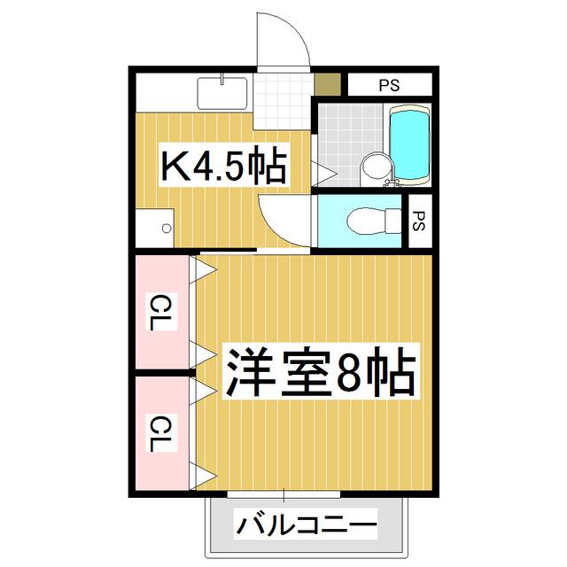 ハラタハイツC(1K/1階)の間取り写真