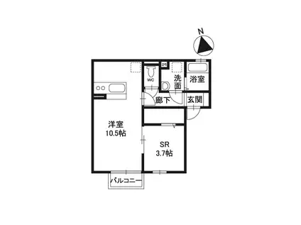 シャンフルール(1LDK/1階)の間取り写真