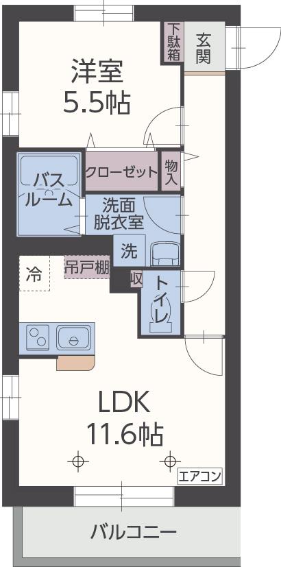 メルキオール(1LDK/3階)の間取り写真