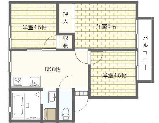 耕田ハイツ(3DK/2階)の間取り写真