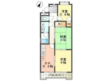 第2みゆきビル(3DK/4階)の間取り写真