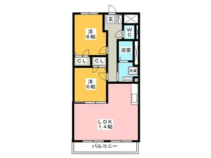 ハイツ南(2LDK/4階)の間取り写真