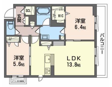 ラスイートインフニ(2LDK/2階)の間取り写真