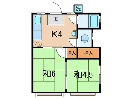 荻田荘(2K/2階)の間取り写真