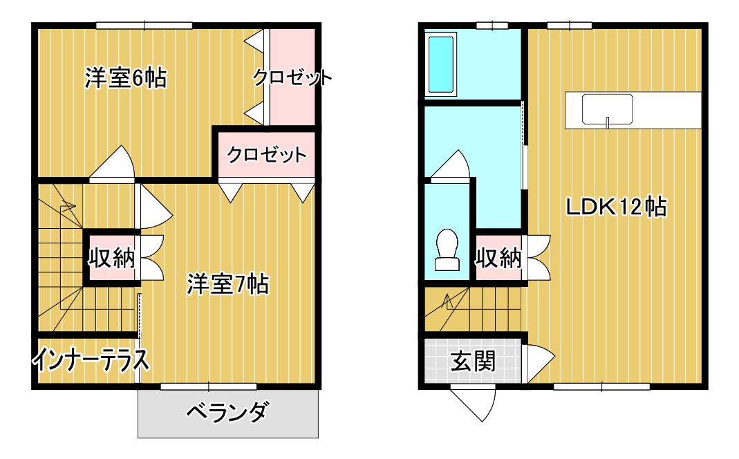 ルミエールN(2LDK/1階)の間取り写真