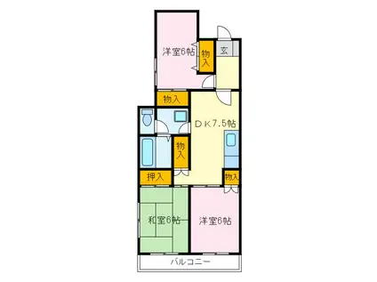 第10メゾンエステルナ(3DK/2階)の間取り写真