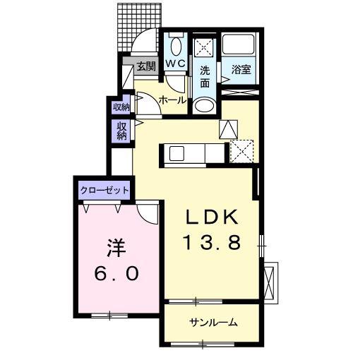 エトワール・イースト(1LDK/1階)の間取り写真