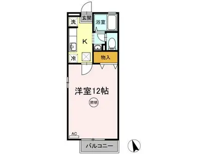 ハイツ田中II(1K/1階)の間取り写真