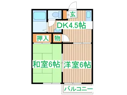 ソレイユI(2DK/2階)の間取り写真