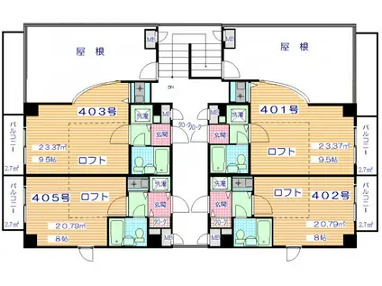 ルミエール上高丸(1K/4階)の間取り写真