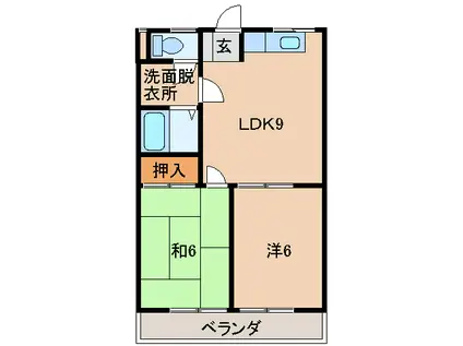 サンシティ金池(2LDK/2階)の間取り写真