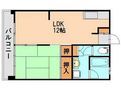 ルポ須玖南(1LDK/2階)の間取り写真
